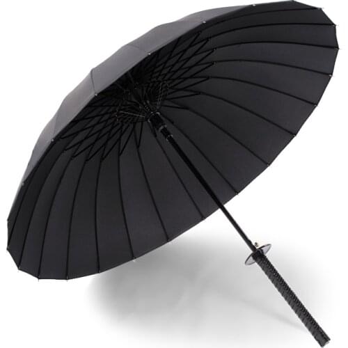 Stylish Black Japanese Samurai Ninja Sword Katana Umbrella Sun Rain Windproof Long-handle Umbrellas Semi-automatic 8,16,24 Ribs