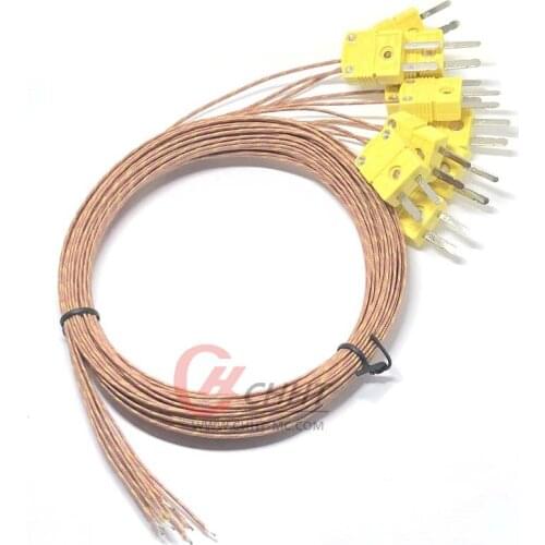Type K/E Tetrafluoro/Fiberglass Solder Joint Temperature Measuring Line Thermocouple With Mini Plug