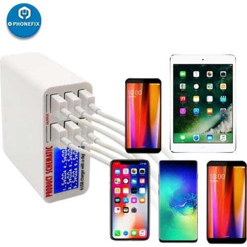 Multiport USB Charging Station Digital Display EU US UK Plug 6 Port Phone Charger USB Rapid Charging Station For iPhone iPad
