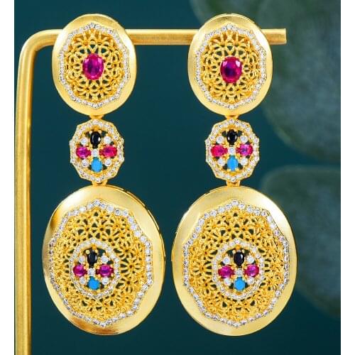 Missvikki Retro Vintage golden Dangle Earrings For Bridal Women Girl Daily Party Fashion Earrings ZIRCON Jewelry High Quality