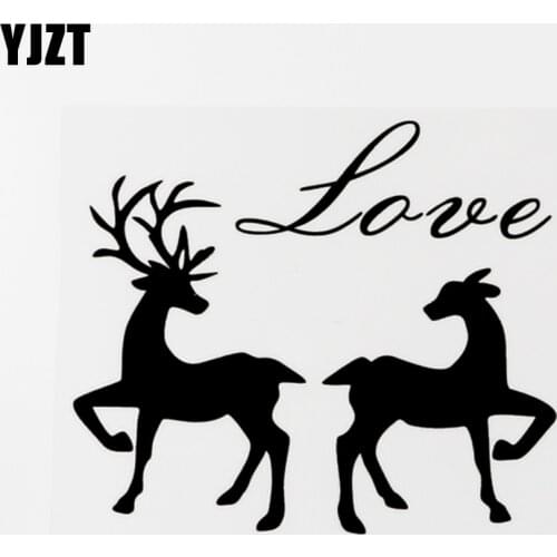 YJZT 15CM×13.1CM Fashion Animal Deer Love Vinyl Car Sticker Decal Black/Silver Accessories 8C-0579