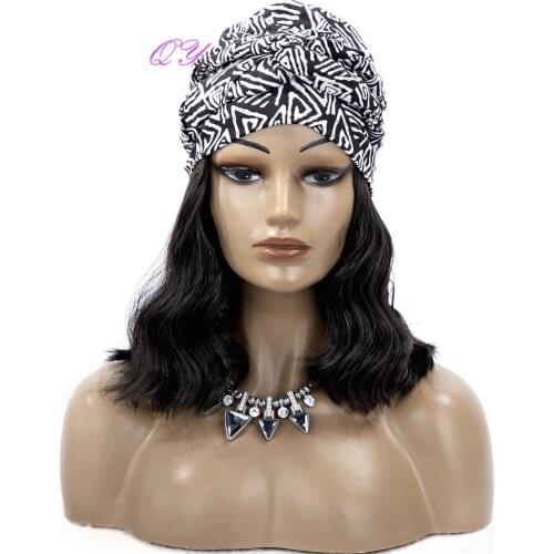 Synthetic Headband Women Wigs Natural Black Bangs Water Ripple Black And White Turban Woman Hair Wigs New Daily Use ladys wig