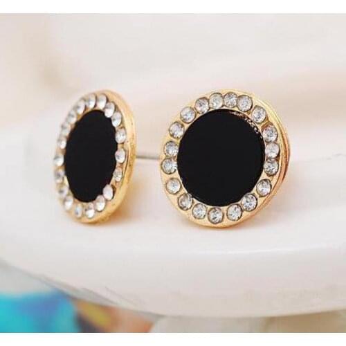 2020 Hot Lady Black Shell Round Crystal Earrings Girl Women Fashion Classic Jewelry Brincos New Product Launch Gift Discounts