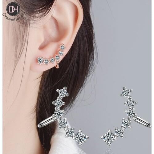 Dreamhonor Women Fashion 2021 Elegant Earrings 925 Sterling Silver Zirconia Clip Earrings Without Piercing Charm Jewelry