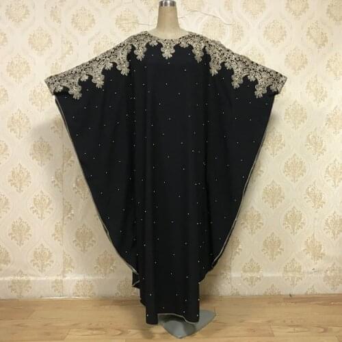 Muslim Kaftan Abaya Dresses Tunic Ramadan Islamic Women Batwing Sleeve Lace Beading Loose Outwear Caftan Dubai Arab Long Robe