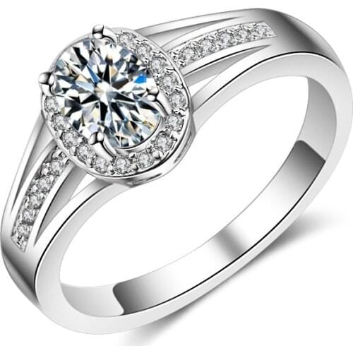 Fashion Women Rings 925 Silver Jewelry Oval Shape AAA Zircon Gemstones Charm Finger Ring for Wedding Party Accessories Wholesale