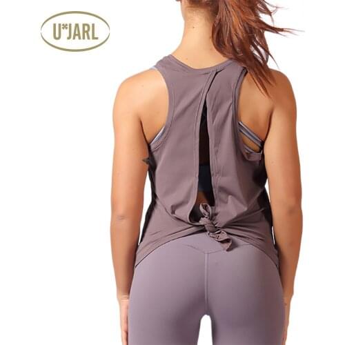 UxJARL Yoga Vest Knotted Open Back Hollow Sexy Sleeveless Backless Blouse Sport Wear Shirt Workout Tank Tops Women Activewear
