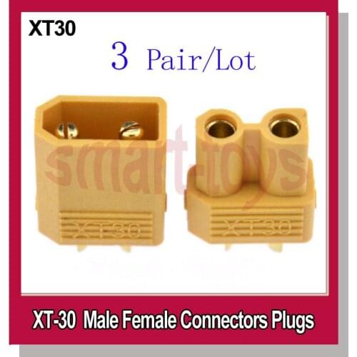 3Pair XT30 XT-30 Bullet Connectors Plugs Male and Female Antiskid For RC Helicopter Quadcopter spare parts