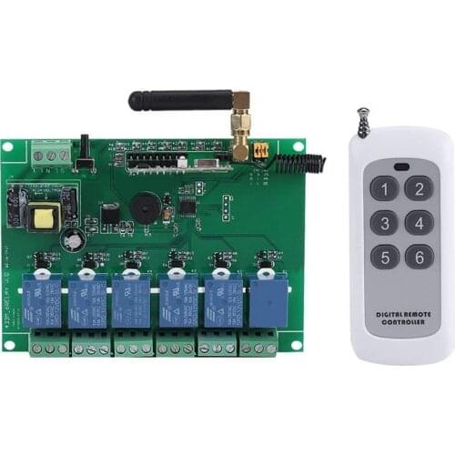 110-240V 6 Channel RF Relay Module Board Control Switch 6-channel RF Receiving Controller High Stability 6 Channel Relay Modul