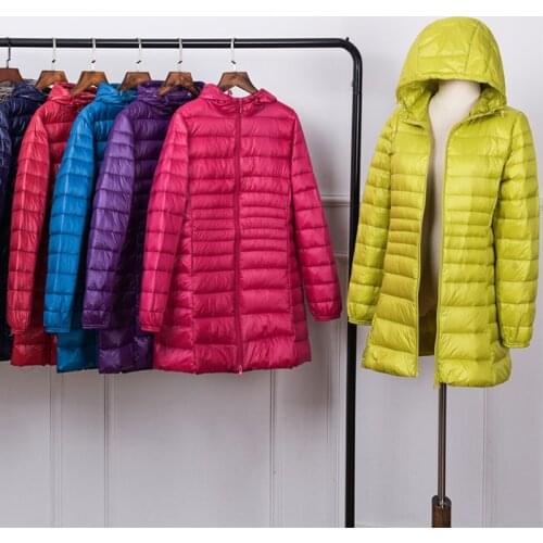 6XL 7XL Woman Duck Down Jackets Winter Plus Size Ultralight Hooded Women Down Coat Portable Long Parkas Padded Puffer Overcoat