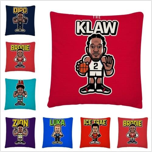 Basketball star homemade cartoon pattern Linen Cushion Cover Pillow Case for Home Sofa Car Decor Pillowcase 45X45 cm