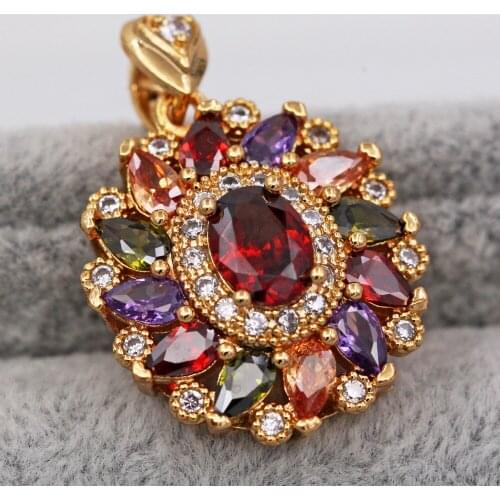 Bohemian Pendant for Womens Gold Filled Waterdrop Blue Zirconia Necklace Pendant Fashion Wedding Jewelry accessories Gift