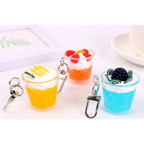 Summer Hot Women Men Acrylic Keychains Simulation Food Ice Cream Handicraft Key Chain For Car Bag Key Rings Jewelry Gift