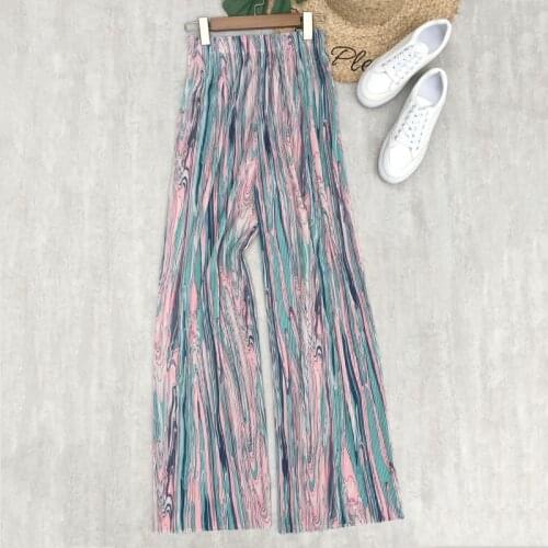 Women Loose Fit Wide Leg Pants High Waist Pleated Tie Dye Bohemian Printing Graphic Straight Leg Long Pants Casual Daily Pants