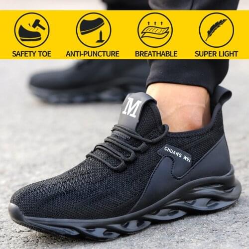 Breathable Mens Safety Shoes Boots With SteelToe Cap Mens Boots Work Professional Anti-slip Shoes Puncture-Proof Work Sneaker