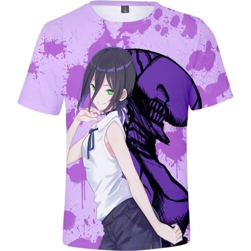 2021 New Arrival Chainsaw Man 3D T shirt Summer Harajuku 3D Print T shirt student personality Breathable Casual Clothes