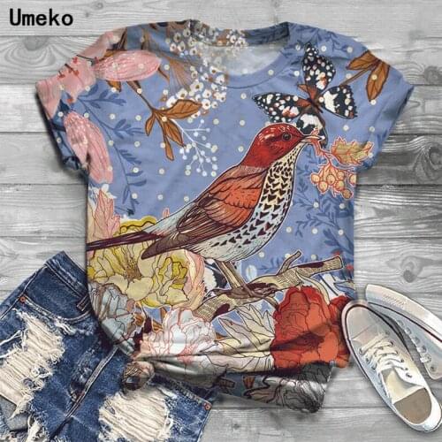 Women Tshirts Vintage Birds Short Sleeve Animal Picture T-shirts Ladies Plus Size 5XL Fashion Casual Tops Harajuku Tees Clothing
