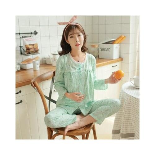 Many Style Floral Print Cotton Maternity Nursing Nightwear Sleepwear Night for Pregnant Two Piece Suits Women Pregnancy Pajamas