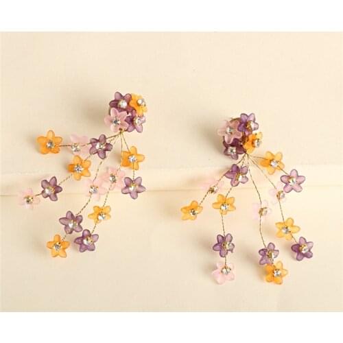 JURAN za New Vintage Resin Drop Earrings for Women Flower Long Dangle Earrings Fashion Jewelry Wholesale