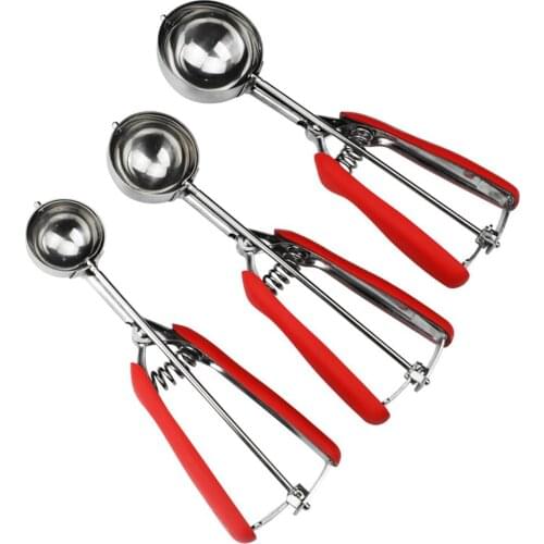 Ice Cream Scoop 4,5,6cm Stainless Steel With Trigger Cookie Scoop Spoon Frozen Cooking Tools Ice Cream Decorating Tool 2 styles