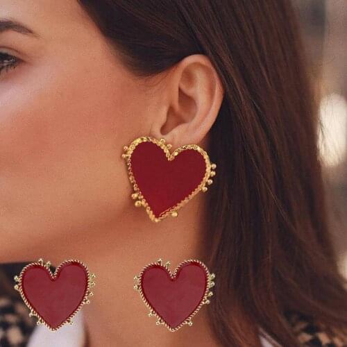Love Alloy Fashion punk Earrings For Women Exaggeration Heart Temperament Drop Earrings Fashion Jewelry Gift