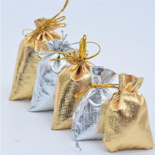 10 Sizes Gold Silver Color Organza Bag Jewelry Packaging Bag Wedding Party Favour Candy Bags Favor Pouches Drawstring Gift Bags
