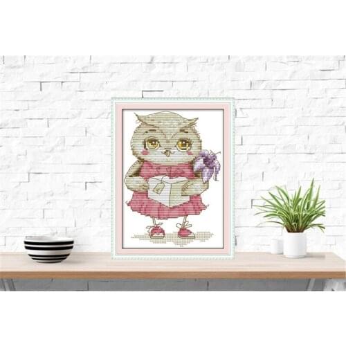 Cute owl Cross Stitch Kits Printed patterns canvas Embroidery Needlework set Cartoon Easy Cross-stitch DMC Child DIY Home Decor