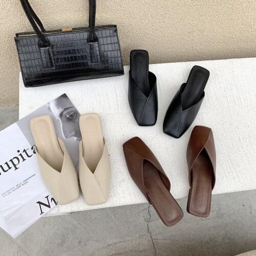 Designer shoes Women Mules Pumps Trend Square heels Block Elegant Office Party Ladies Casual Shoes Summer Women Slippers