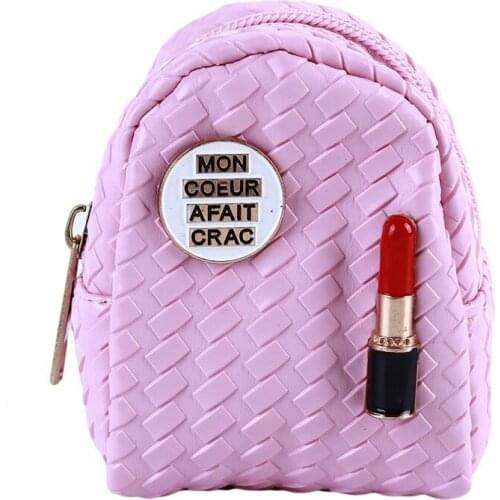 Fashion Mini Lipstick Coin Bag Multifunction Portable Zipper Small Coin Purses Wallet Bags Chain Keychain Women Bags 5 Colors