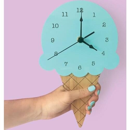 Cartoon Ice Cream Clocks Home Decor Mute Kids Room Wall Decoration Cute Christmas Best Ornament Birthday Gifts