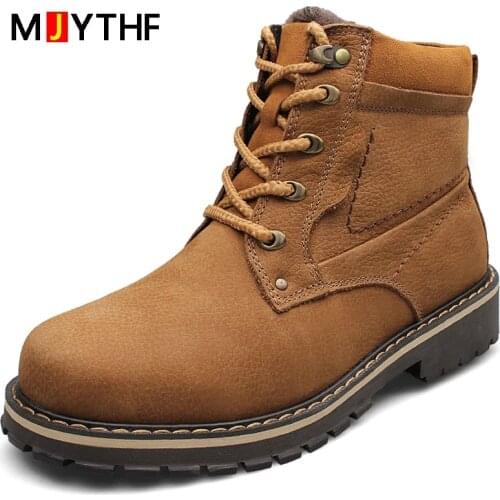 Genuine Leather Men Boots Add Velvet To Keep Warm Winter Boots Men Shoes For Martin Boots Outdoor Tooling Boots Plus Size 51 52