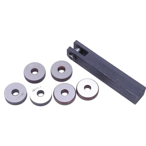 New 7x Single Wheel Straight Linear Knurling Tool Set 0 5mm 1.5mm 2mm Pitch