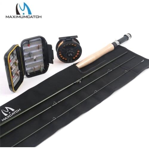 Maximumcatch New 5WT 4Pieces 9ft Carbon Fiber Fly Rod with 5/6wt reel and lines&box&flies Fly Fishing Rod Combo
