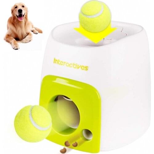2021 New Dog Pet Toys Tennis Launcher Dog Slow Feeder Throwing Machine Pet Ball Throw Device With 1 Balls Dog Training Supplies