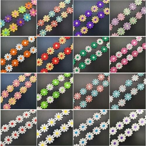 NEW DIY 1 Yards Colour Embroidered Lace Trim Flower Applique Sewing Clothing Accessories