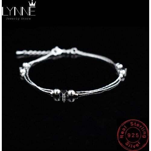 New Fashion Simple Design Star Small Bead Bracelets 925 Sterling Silver Double Layers Chain Summer Women Jewelry Bracelet Gift