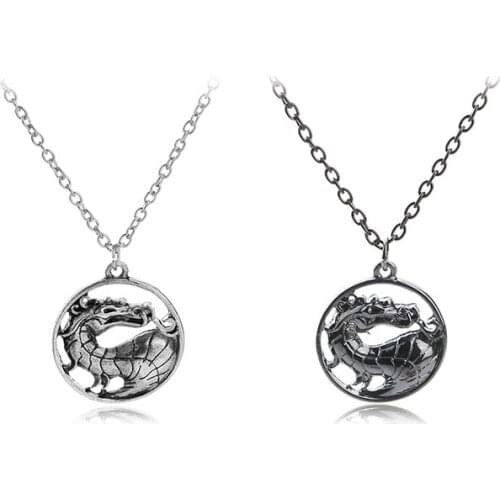 Mortal Kombat Game Log Pendant Necklace Fashion Vintage Dragon Pendant Necklace For Men&Women Wholesale 24pcs/lot