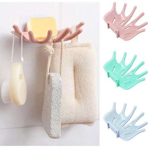 Plastic Bathroom Storage Rack Organizer Kitchen Bathroom Shower Soap Box Multipurpose Hook Kitchen Household Shelf Organizer