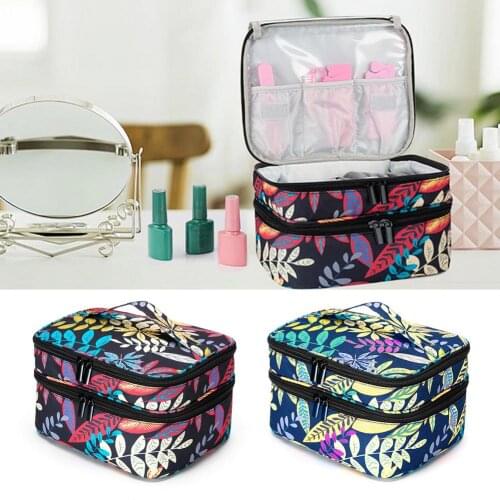 Portable cosmetic essential oil storage bag double-layer large capacity portable nail polish storage bag storage box