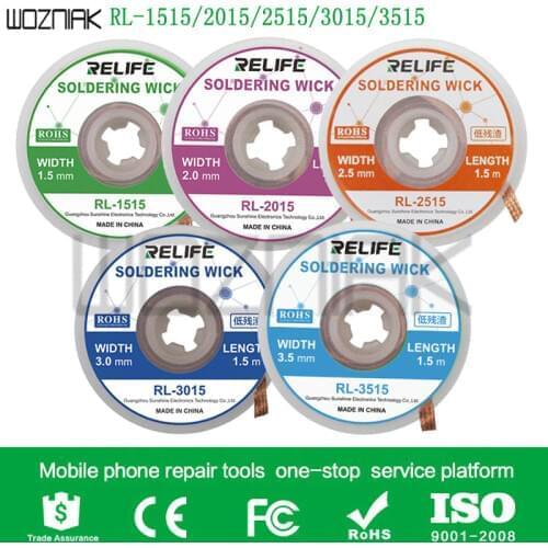 RELIFE Desoldering Wire 1.5/2.0/2.5/3.0/3.5mm Suction Tin Desoldering Wick Solder Braid Wire for PCB Tin Remove Welding Tool