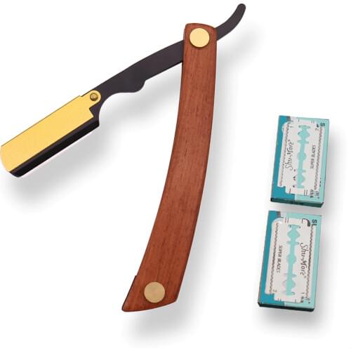 DRGSKL Advanced Blade Type Manual Shaving Razor, Professional Barber Hair Cut Razor Shaving Knife Mens Razor Wood Handle