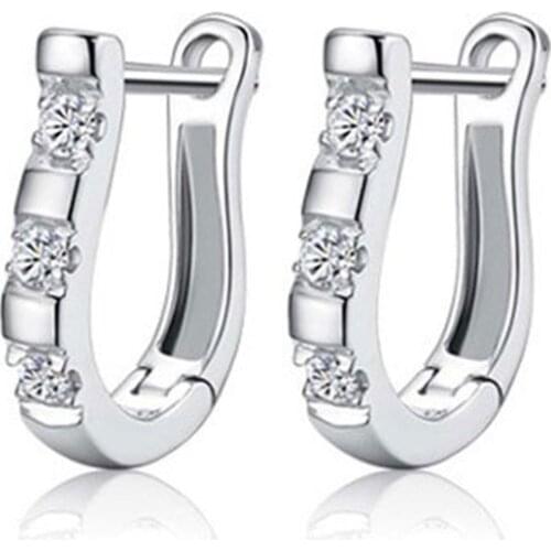 One Pair Fashion Women Silver Plated Crystal Rhinestones Hoop Earrings Ear Stud Jewelry Gift for Women Girls #81943