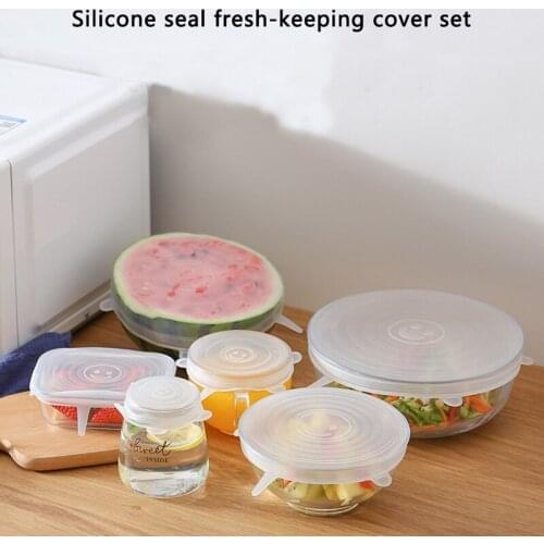 6PCS/Pack-Reusable Silicone Storage lids Food Covers-BPA Free Silicone Stretch Lids Safe in Dishwasher Microwave Freezer