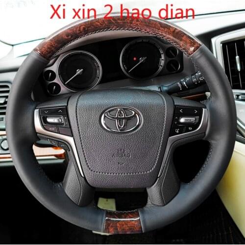 For Toyota Crown Land cruiser Prado DIY peach grain leather all-inclusive special car steering wheel cover