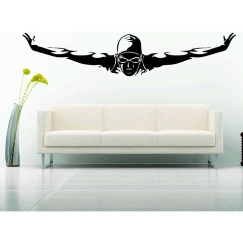 Women Swim Wall Sticker Car Swimmer Decal Swimming Posters Vinyl Wall Decals Decor Mural Swimming Wall Decal