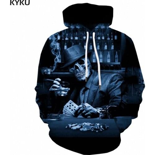 3d Hoodies Skull Hoodie Men Playing Cards Hooded Casual Skeleton 3d Printed Hip Hop Sweatshirt Printed Rock Hoody Anime