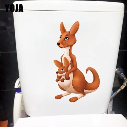 YOJA 14.9×26.1CM Cartoon Kangaroo Bedroom Decor Wall Stickers Fun Cartoon Toilet WC Accessories T1-2840