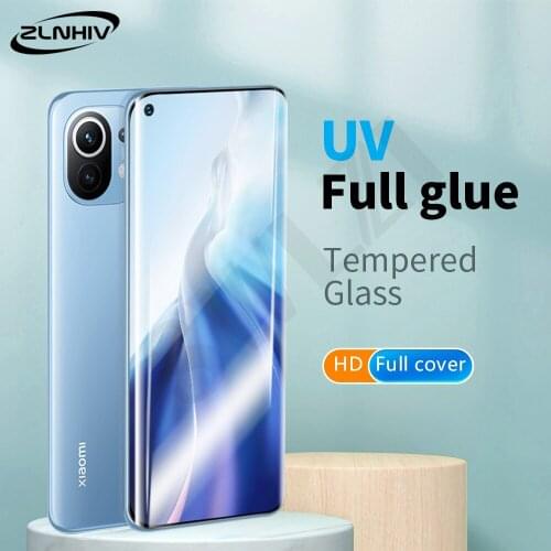 ZLNHIV full cover UV Tempered Glass for Xiaomi Mi 11 Pro Phone Screen Protector for Xiaomi Mi 11 Ultra UV Glass protective film