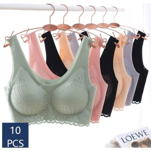 Women Bras 10pcs Latex Bra Seamless Bras For Women Underwear BH Push Up Bralette With Pad Vest Top Bra Dropshipping Vip Link