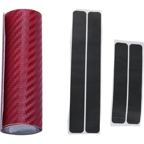 1X Vehicle DIY 3D Carbon Fiber Vinyl Wrap Roll Film Sticker & 4PCS Door Sill Scuff Welcome Pedal Protect Stickers